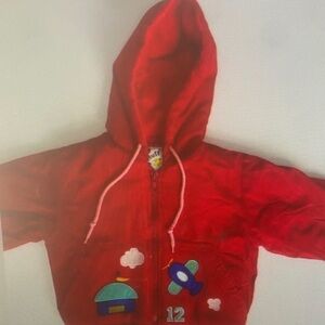 Red Kids Hoodie with Fun Patches